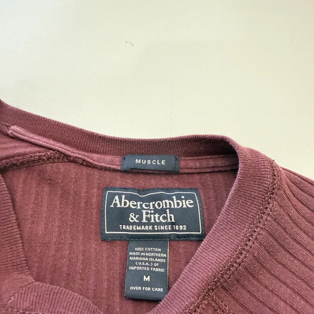 Abercrombie & Fitch Y2K Mens Long Sleeve Ribbed Knit Muscle Shirt Size M Stripe‎